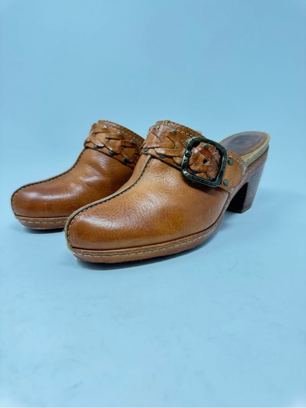 Frye Candice Braided Woven Leather Clog, Size 8.5, Gold